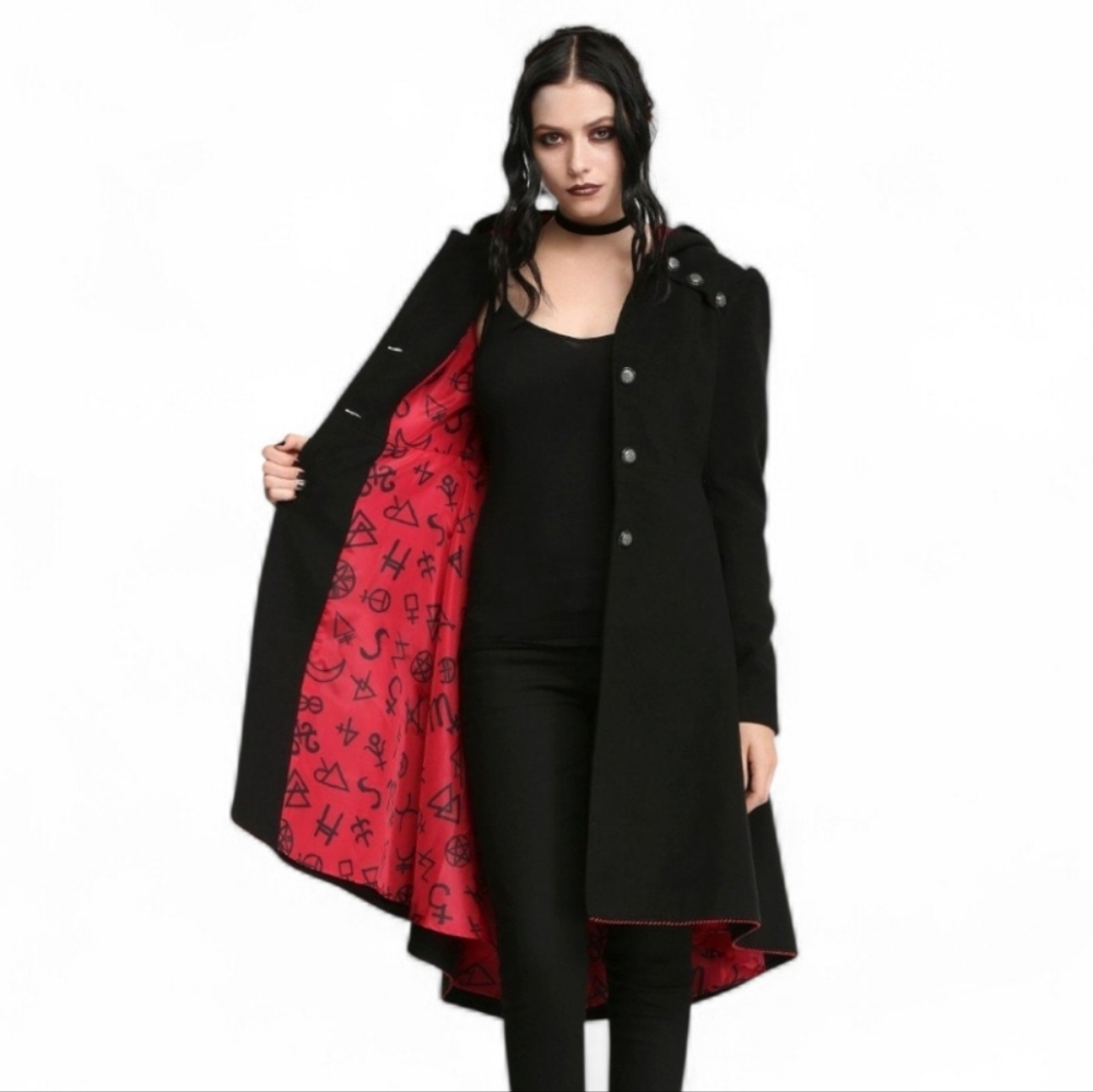 American Horror Story Coven Black/Red Trench Coat